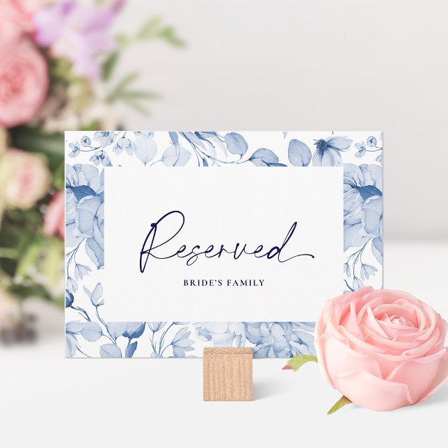 Invitación Dusty Blue Floral Reserved Seating Card  (Subido por el creador)