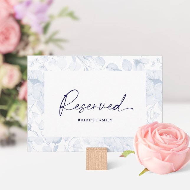 Invitación Dusty Blue Floral Reserved Seating Card  (Subido por el creador)