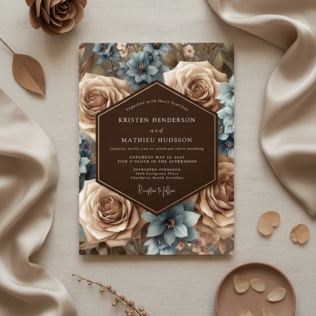 Invitación Dusty Blue Floral Romantic Wedding (Subido por el creador)