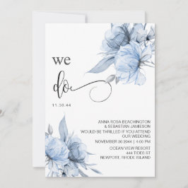 Invitación *~* Dusty Blue Floral RSVP - BODA Rosa QR AR15