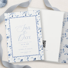 Invitación Dusty Blue Floral Save the Date Card