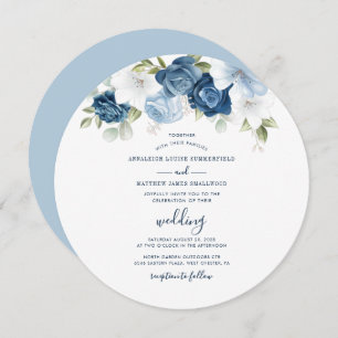 Invitación Dusty Blue Floral Script Boda moderno