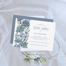 Invitación Dusty Blue Floral Succulum Bridal Shower