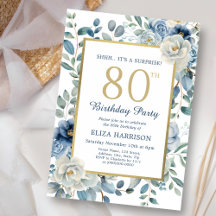 Dusty Blue Floral Surprise 80º cumpleaños