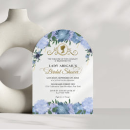 Invitación Dusty Blue Floral Victorian Bridal Shower Arch