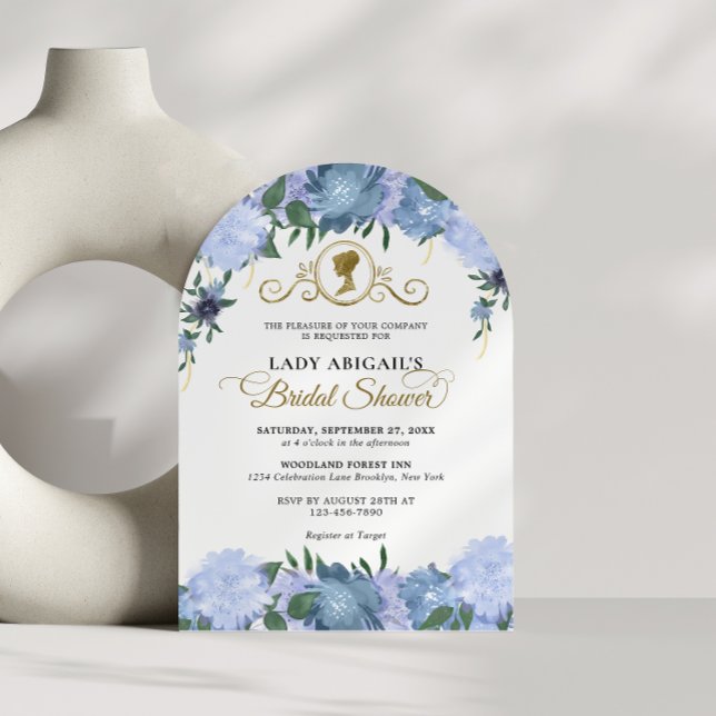 Invitación Dusty Blue Floral Victorian Bridal Shower Arch (Subido por el creador)