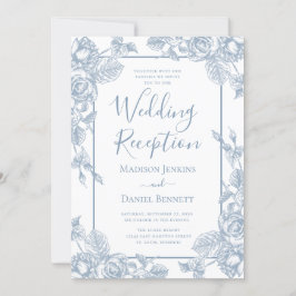 Invitación Dusty Blue Floral Wedding