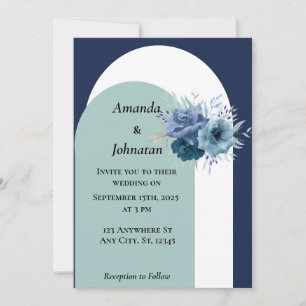 Invitación Dusty Blue Floral Wedding Invitation Card