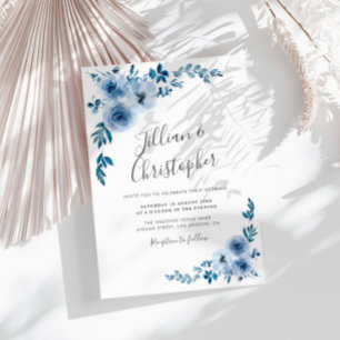 Invitación dusty blue floral wreath wedding