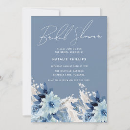 Invitación Dusty Blue Florals Hermosa Ducha Bridal