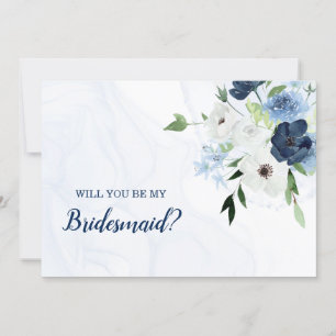Invitación Dusty Blue Florals Serás Mi Noviaria