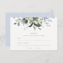 Invitación Dusty Blue Florals Wedding RSVP