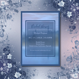 Invitación dusty blue forest landscape bridal shower