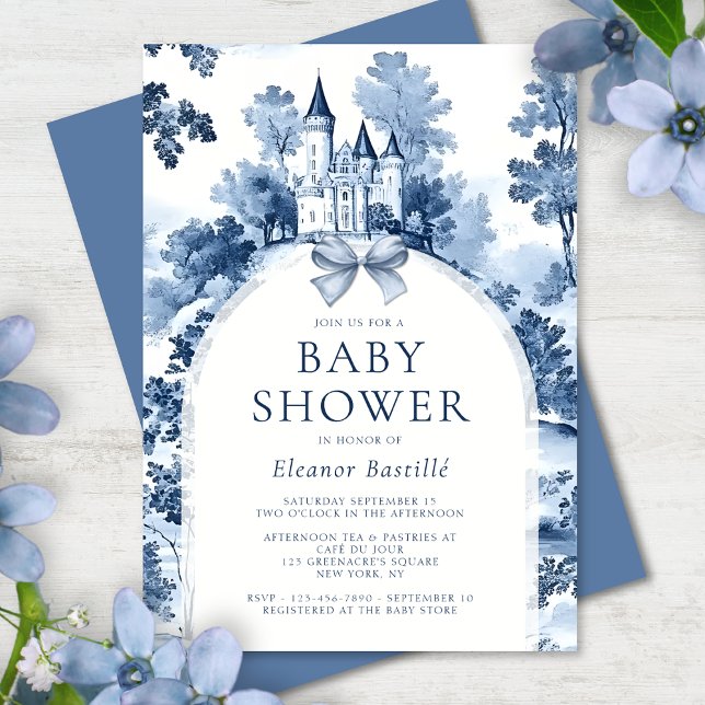 Invitación Dusty Blue French Baby Shower (Subido por el creador)