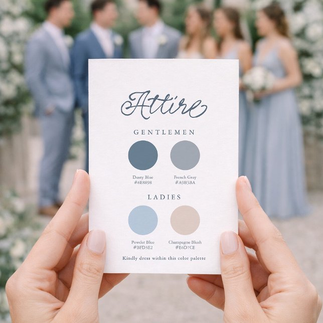 Invitación Dusty Blue French Wedding Attire Card  (Subido por el creador)