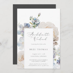 Invitación Dusty Blue Garden Floral Bachelorette Weekend
