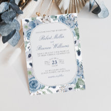 Dusty Blue Garden Rosas Floral Elegante Boda
