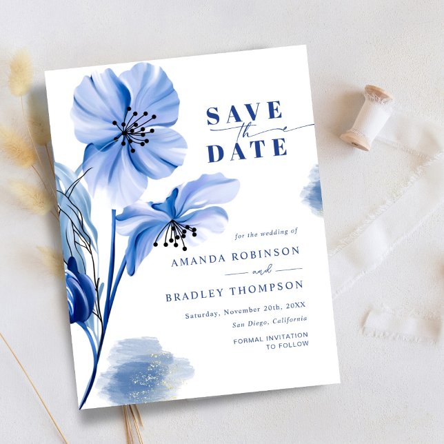 Invitación Dusty Blue & Gold Purpurina Wedding Salven La Fech (Subido por el creador)