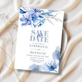 Invitación Dusty Blue & Gold Purpurina Wedding Salven La Fech