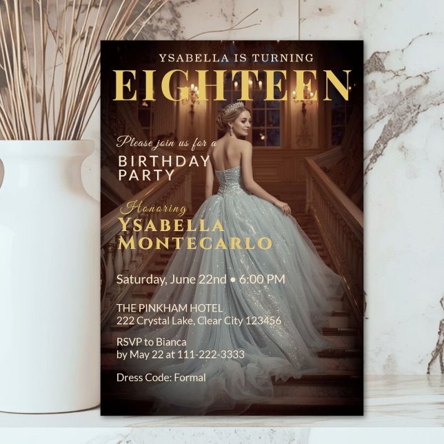 Invitación Dusty Blue Gold Staircase Card (Subido por el creador)