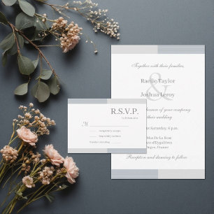 Invitación Dusty Blue Gray White Rayas Elegante RSVP Boda