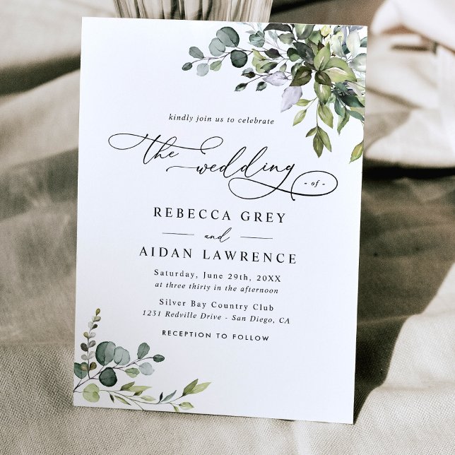 Invitación Dusty Blue Green Eucalyptus Greenerenery Boda (Subido por el creador)