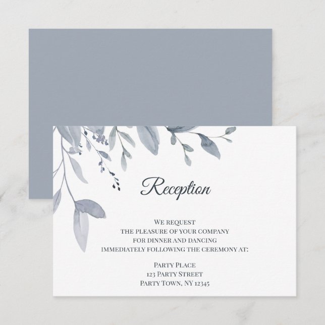 Invitación Dusty Blue Greeneration Watercolor (Anverso / Reverso)