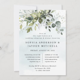 Invitación Dusty Blue Greenery Boho Boda Ensayo Cena