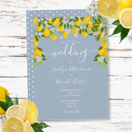 Invitación Dusty Blue Greenery Lemons Blossom Boda