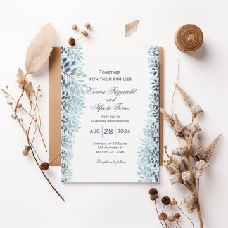 Invitación Dusty Blue Greenery Wedding Invitation