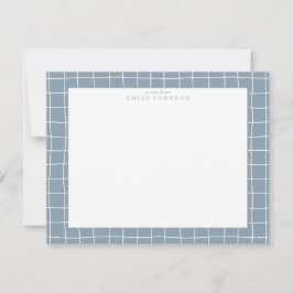Invitación Dusty Blue Grid Frame Note Card