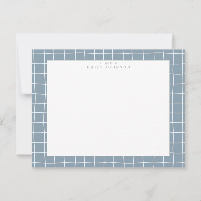 Invitación Dusty Blue Grid Frame Note Card (Anverso)