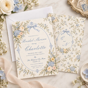 Invitación Dusty Blue Hydrangea Arco Regalo Ducha Nupcial de 