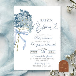 Invitación Dusty Blue Hydrangea Baby Shower