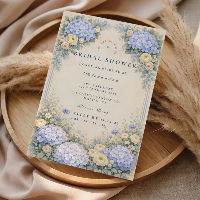 Invitación Dusty Blue Hydrangea Garden Bridal Shower (Subido por el creador)