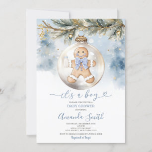 Invitación Dusty Blue its A Boy Cookies Navidad Baby Shower