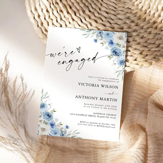 Invitación Dusty Blue Ivory Estamos invitados (Subido por el creador)
