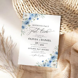 Invitación Dusty Blue Ivory Floral Boda Ceremonia