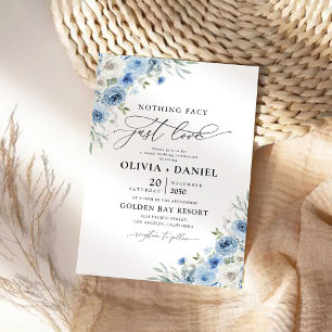 Invitación Dusty Blue Ivory Floral Boda Ceremonia