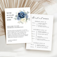 Dusty Blue Ivory Floral Weekend Events Program