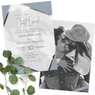 Invitación Dusty Blue Just Love Casual Boda