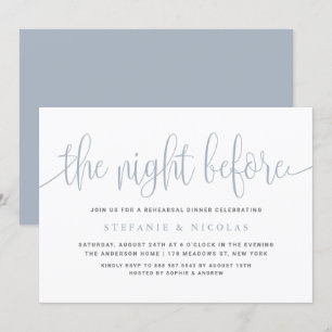 Invitación Dusty Blue La Noche Antes De La Cena Del Ensayo
