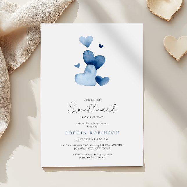Invitación Dusty Blue Little Sweetheart Baby Boy Shower (Subido por el creador)