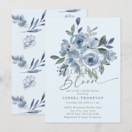 Invitación Dusty Blue Love en Bloom Bridal Shower Invitacione