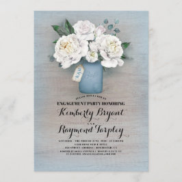Invitación Dusty Blue Mason Jar Rustic Engagement Party
