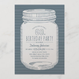 Invitación Dusty Blue Mason Jar Rustic Fiesta de cumpleaños n