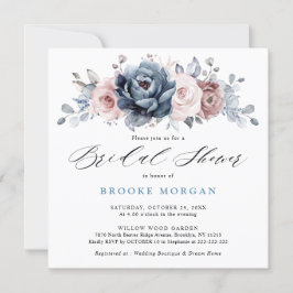 Invitación Dusty Blue Mauve Rosa Pink Slate Bridal Shower