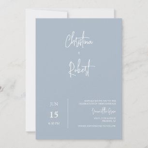Invitación Dusty Blue Minimal Boho Boda Foto Código QR RSVP