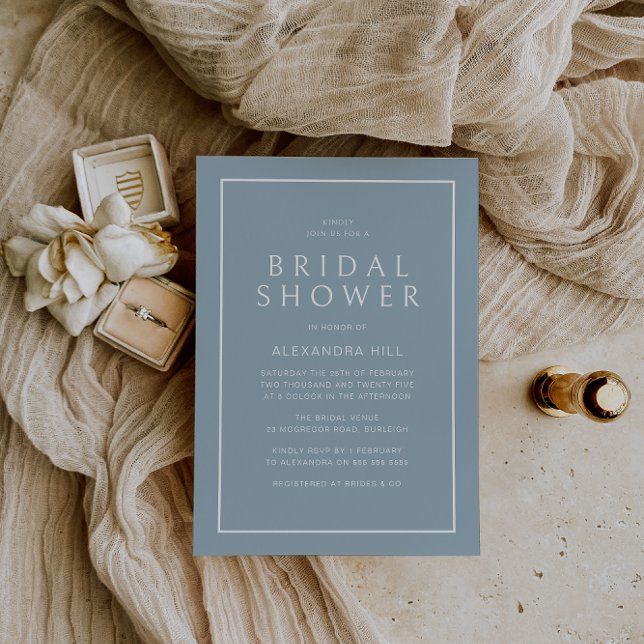 Invitación Dusty Blue Minimal Modern Bridal Shower (Subido por el creador)
