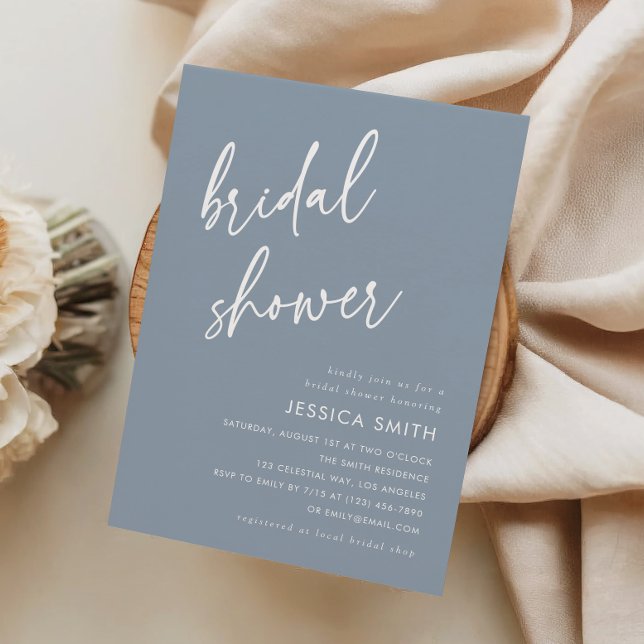 Invitación Dusty Blue Minimalist Bridal Shower (Subido por el creador)